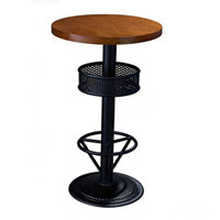 Urban design Counter Height Table and Stool Set Retro Design 3-Piece High-Top Dining Set With Backrest Commercial Furniture Sturdy Construction for Restaurant Owners, Homeowners, Cafe, morning alcove, Kitchen, Apartment