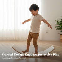 Long-Lasting Natural Wood Wooden Balance Board Multi-Functional Curved Wobble Board Versatile Kids Sensory Toy Polished Rounded Edges for Toddlers, Adults