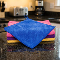 Low Lint Cleaning Cloths and Microfibre Cloth, 30x30cm Microfibre Cloth for Kitchen and Glass, Reusable Cleaning Cloths with Hanging Loop