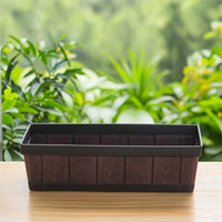 Plastic Planter with Faux Wood Grain Low-Height Rectangular Planter Rustic Flower Box Farmhouse for Gardeners