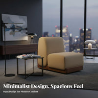 Nordic Design Upholstered Wood Frame Armchair Minimalist design Single Sofa Textured Upholstery Lounge Chair Breathable Fabric for Readers, Homeowners, Adults, Living Room, Bedroom, study alcove, Office
