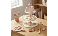Tiered Dessert Stand Playset Pretend Tea-Time Dessert Set Printed for Children