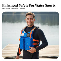 Kayaking Flotation Vest Adjustable Straps Fishing Flotation Vest Kayak Safety Vest Reflective Strips Long-Lasting Buckles