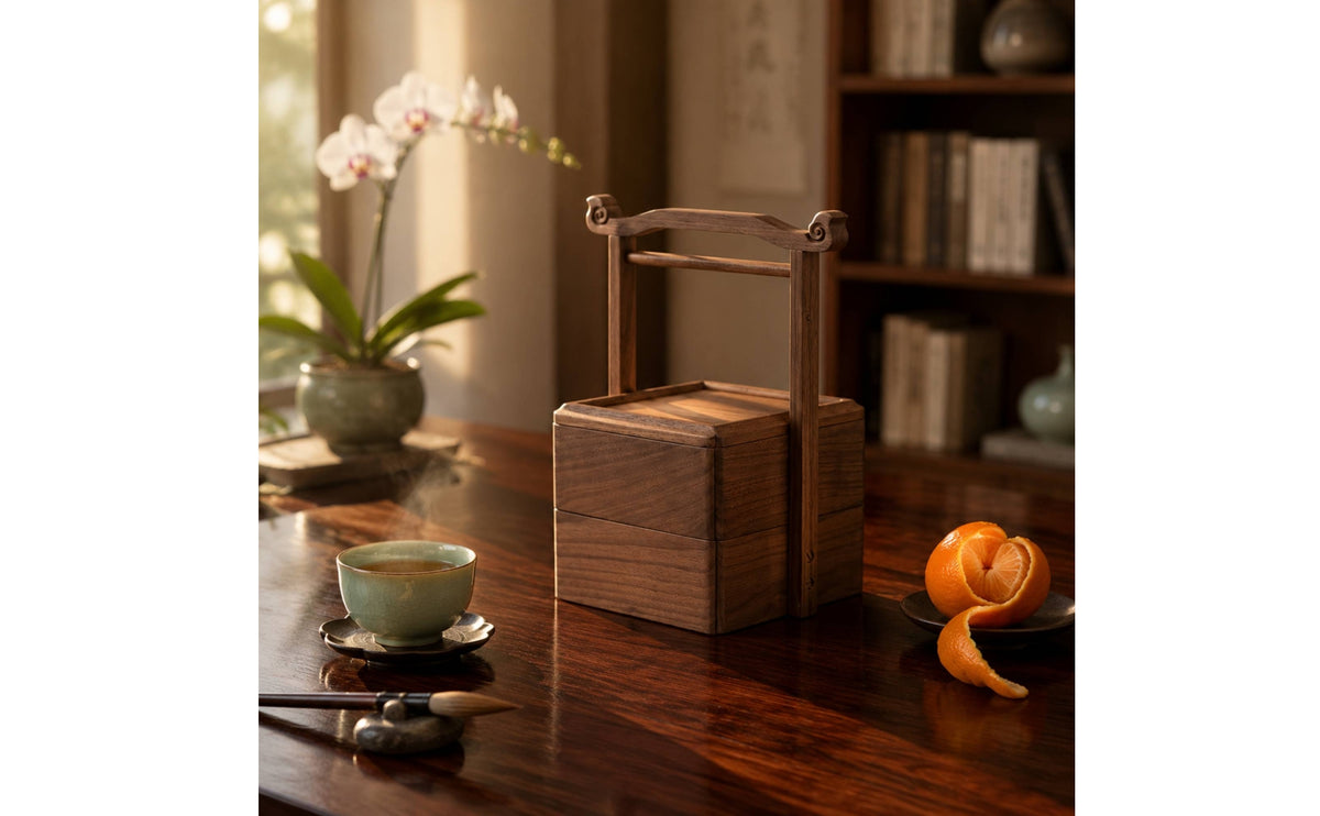 Tabletop Box with Handle Wooden Fruit Box Minimalist for Tea Table, Living Room