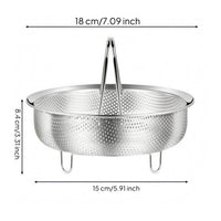 Raised Rim Stainless Steel Steaming Basket Arched Handles Stainless Steel Steamer Basket Support Feet Kitchen Tool Fine Steam Holes
