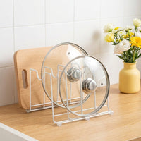 Kitchen Lid and Cutting Board Rack, Rust-Proof Metal Vertical Storage, Modern Organizer for Cutting Boards