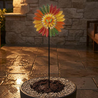 Hollow Cutout Metal Flower Wind Rotator Colorful Flower Wind Rotator Outdoor Multicolor Wind Rotator Large