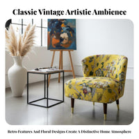 Floral Print Armchair Vintage Design Upholstered High-Sided Armchair Designer Inspired High Support for Adults