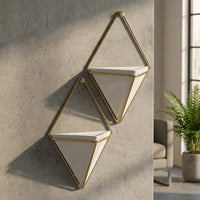 Plant Pots for Indoor Plants and Flower Pots, Geometric Metal and Ceramic Wall Planter Set of 2, Handmade Air Plant Holder, European Style