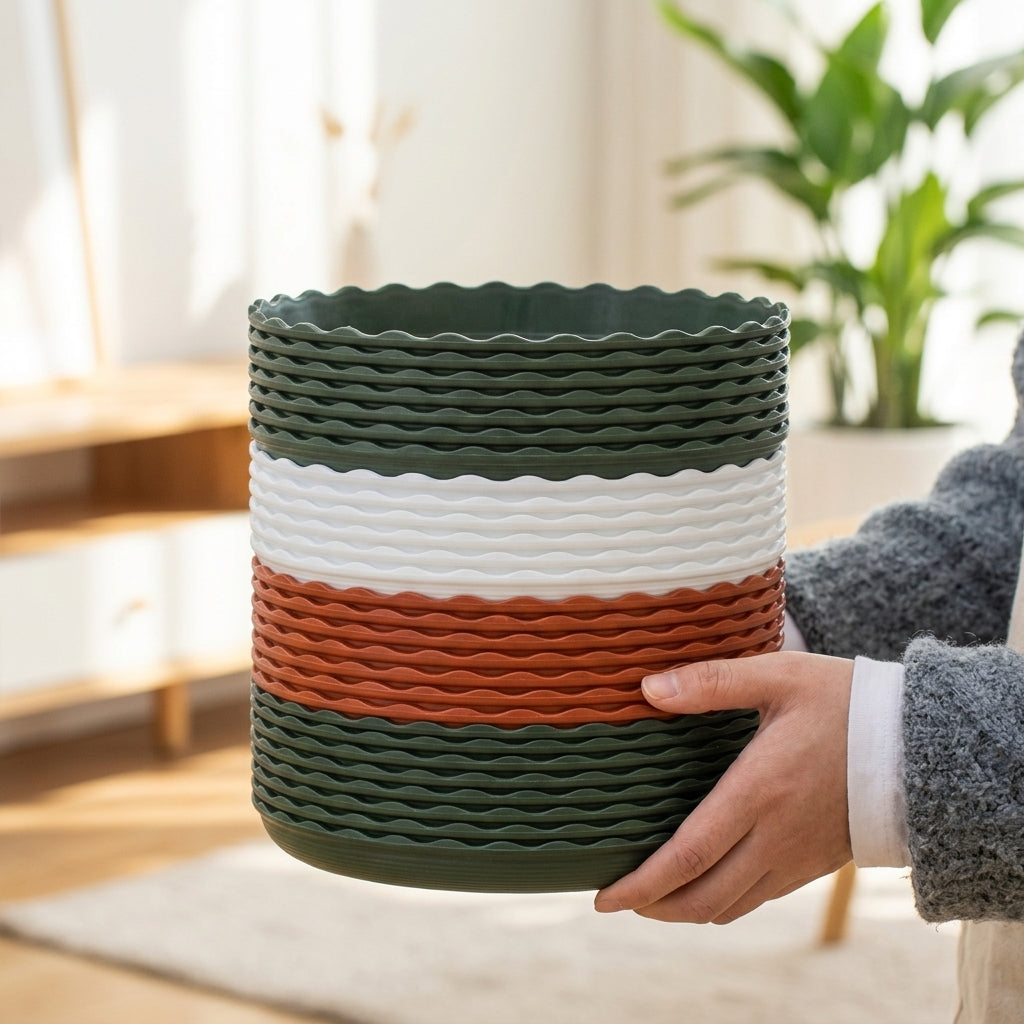 Plant Saucers with Rim, Heavy Duty Resin Drip Tray and Trays, Modern Style Pot Stand for Indoor and Outdoor Plants, Not Easy to Deform