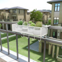 Tool-Free Installation over-the-Railing Hanging rack areaSaving Balcony Shelf Anti-Rust Plant Holder Adjustable Hangers for Apartment Dwellers, Home Decorators, Homeowners, sill ledge, Fence, Patio, Porch