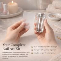 Stamper Double Ended with Transfer with Cap for French Manicure, Decoration Kit for Nail Technicians