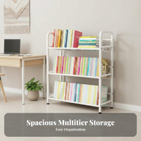 Stable Structure Multi-Tier Bookshelf Multifunctional Floor Standing Book Rack Large Capacity Simple Book Storage Shelf Space Saving for from Ice Workers, Apartment Dwellers, Study Room, Bedroom, Entryway, Bathroom
