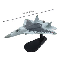 1:100 Scale SU-57 Fighter Jet Model Fighter Jet Model with Stand Assembled Detailed for Aviation Enthusiasts, Office