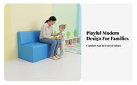 Child-Safe Design Upholstered Low Sofa Anti-Collision Waiting Area Bench Easy to Clean children's Furniture for Parents, young children, School Administrators, Kindergarten, Early Education center, Lobby, Playroom