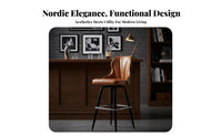 Rotating Counter Chair with Backrest Vintage Counter Bar Seating Built-in Footrest Padded Padding for Adults, Reception Area