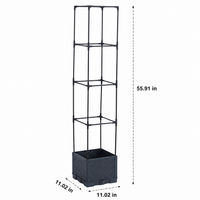 Dark Gray Planter Box with Trellis, Raised Garden Planter for Outdoor Plants, Climbing Vegetables, Balcony Garden, 28cm Base