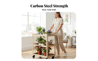 With casters 3-Tier Rolling Plant Cart Space-Saving 3-Tier Rolling Planter Multifunctional Display Shelf Modern design for Gardeners, Homeowners, Home Decorators, Balcony, Living Room, Indoor, Garden