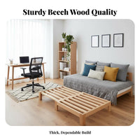 expandableable Slatted Bed Frame Space-Saving transformable Daybed Frame Pull-extendable Mechanism Bedroom Furniture for Hosts, Students, Small Spaces, Living Room