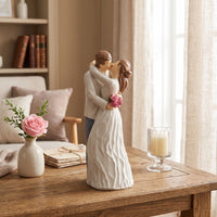 Hand-Painted Couple Sculpture with Kissing Pose Carved Couple Figurine Sentimental Kissing Lovers Sculpture Meaningful for Anniversary