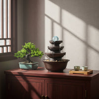 Decorative Ball Top Tabletop Water Fountain Easy to Use Tabletop Fountain Soothing Sound Table Ornament Stone Look for Shop Opening, Entryway, Office