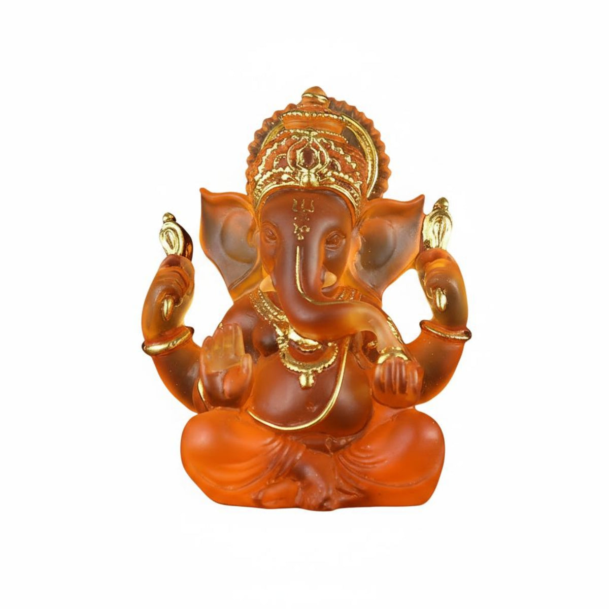 Retro Design Resin Elephant God Figurine Gold Accents Ganesha Statue Artisanal Look Indian God Sculpture for Meditation Room, Mindfulness Studio, Office Desk, Car Dashboard