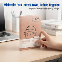 Student Everyday Planner 2026, Year-Round Notebook, Efficient Organizer, Minimalist Faux Leather, Multi-Color