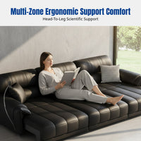 modernperiod Electric Sofa, Genuine Leather Recliner, Space-Saving, Multi-Functional Sofa Bed, Remote Control