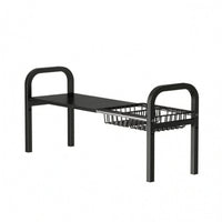 Telescoping Freestanding Sink Shelf Rack Matte Black Wire Basket Sink Organizer Open Design Adjustable Cabinet Shelf