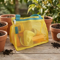 Zippered Beach Toy Set Carrying Handles Sandcastle Building Kit Portable Mesh Storage Bag Set Outdoor