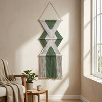 Cotton Tapestry with Fringe Textured Macrame Wall Hanging Wall Hanging Tapestry Bohemian Handmade for Living Room, Bedroom