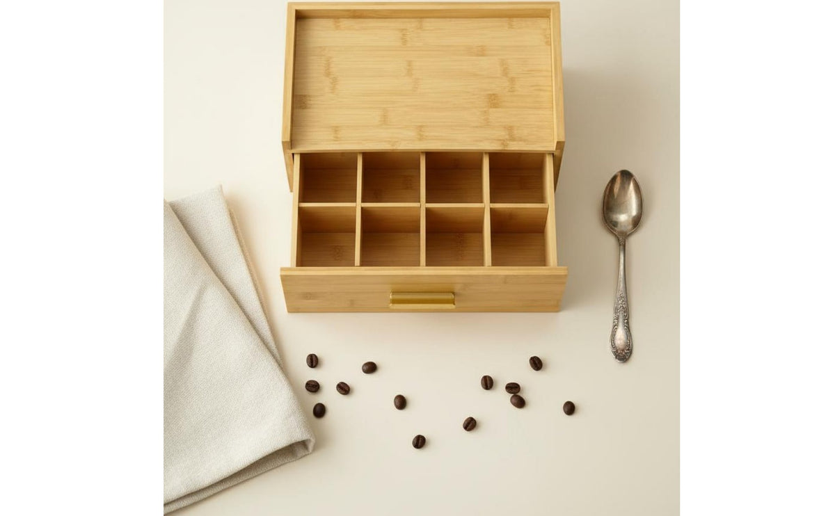 Wooden Tea Pouch Box Solid Wood Coffee Pod Storage Drawer for Kitchen