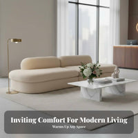 Rounded Minimalist Sofa Soft Texture Rounded Boucle Sofa High-Resilience Foam Seat Padding Room Seating for Interior Designers, Beauty Salon, Lounge