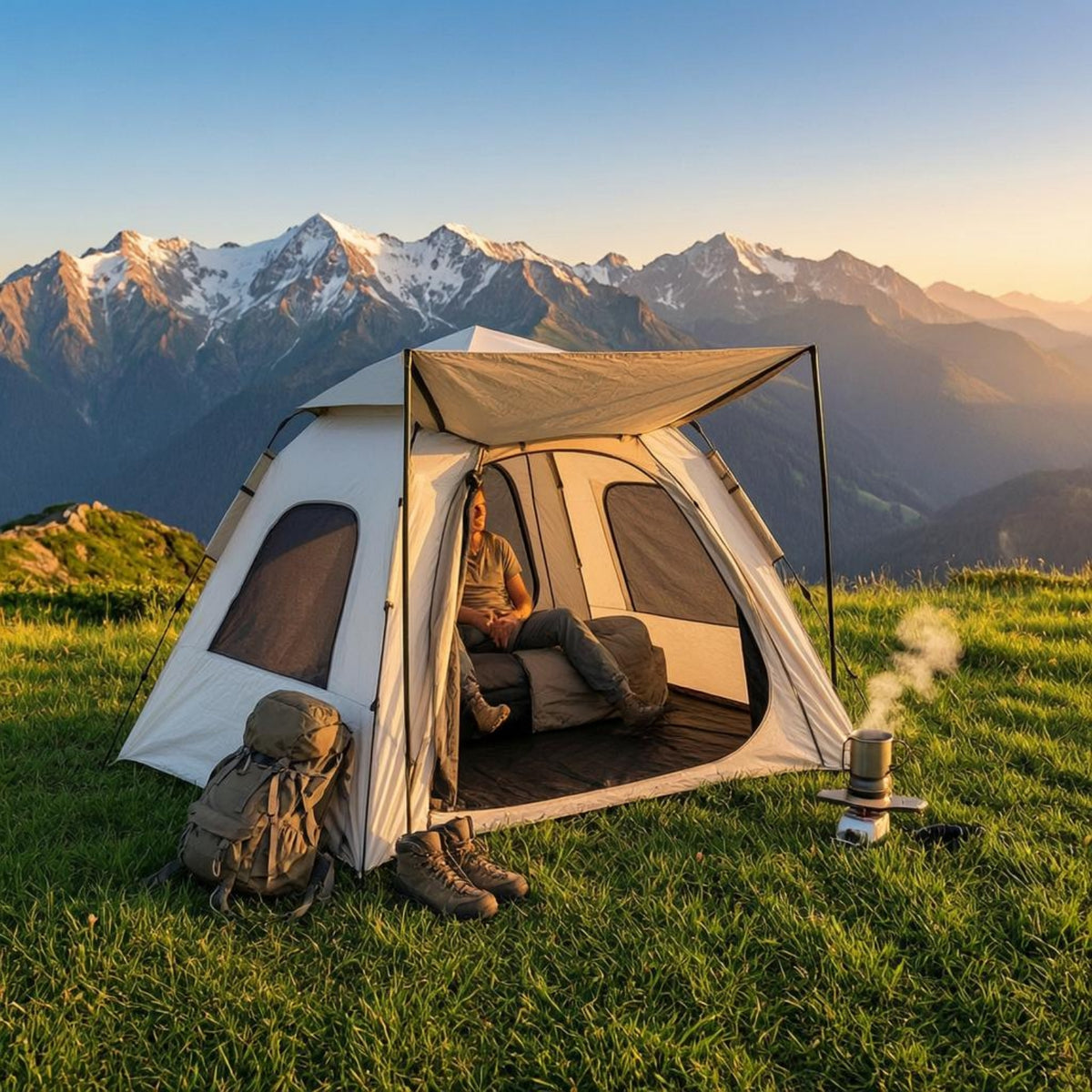 Foldable Tent Canopy Portable Outdoor Camping Tent  Rapid Assembly Outdoor Shelter for Camping