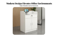 Multifunctional Modern Reception Desk Easy to Clean Reception Desk Sturdy Construction Retail Checkout Counter Multiple Storage Options for Receptionists, Office Workers, Business Owners, Lobby, Medical Office, Restaurant