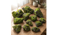 12 Pieces Artificial Moss Rocks Realistic Artificial Moss Stones Prop Lightweight Green for Decorators, Indoor Greenery Scenes