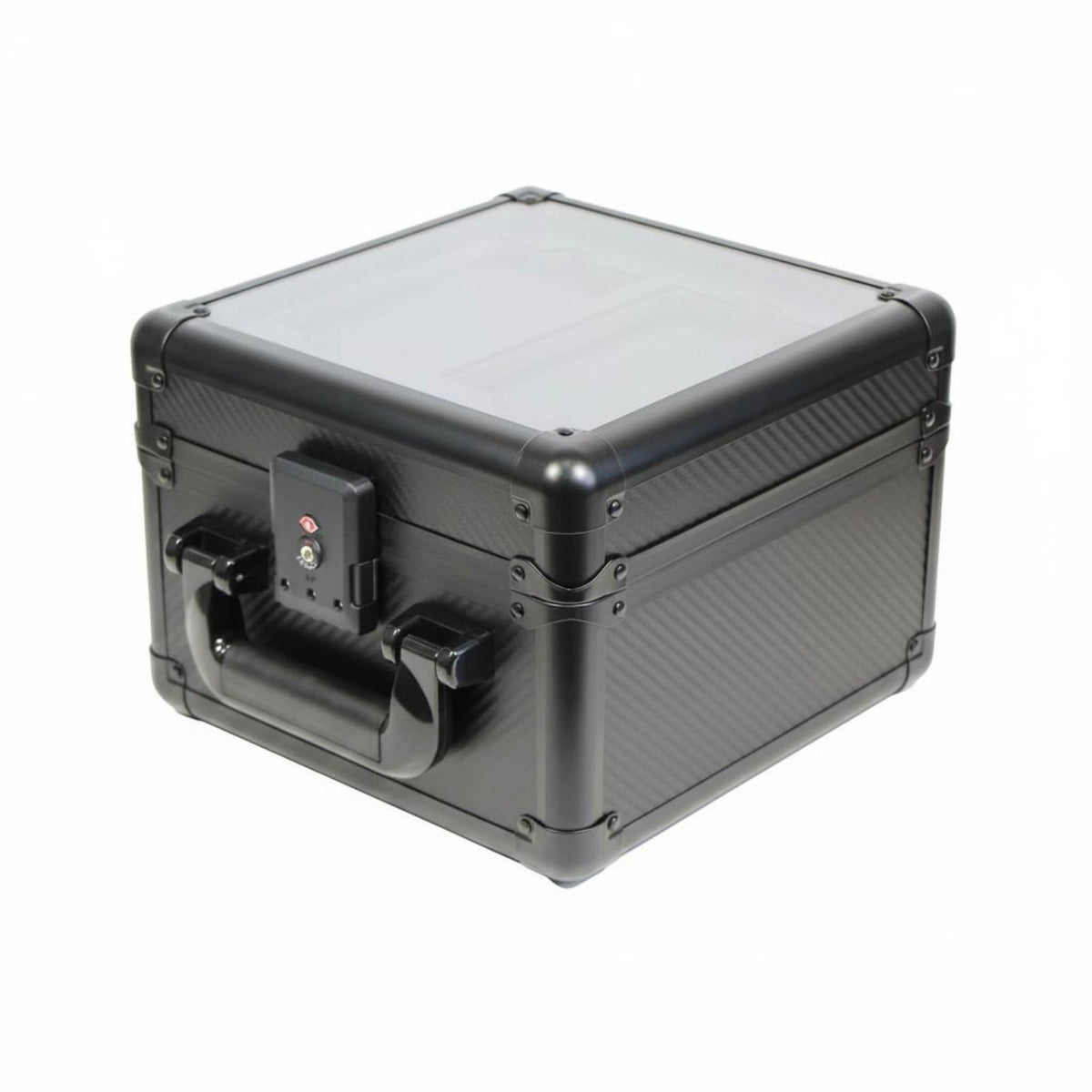 Transparent Lid Double Layer Card Slab Case Aluminum Frame PSA Card Carrying Case Carbon Fiber Finish Combination Lock for Collectors, Travel