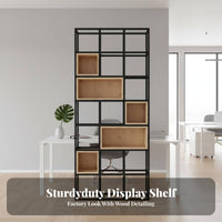 Urban design Freestanding lattice Shelf Multi-Functional Freestanding Slatted Shelving Rack Open Display Shelves Partition Screen Space-Saving for Small Business Owners, Interior Designers, Entrance Hall, Entryway, Restaurant, Studio Apartment