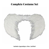 3 Pieces Angel Pinions Luminous Headband and Spellbinding Rod Set Layered Feathers Feather Angel Costume Kit Lightweight Feather Pinions Costume