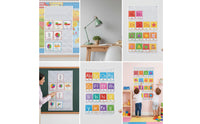 Pocket Chart with Clear Pockets Polka Dot Hanging Pocket Simple to Hang to Hang for Teachers, Homeschoolers, Homeschool, Playroom