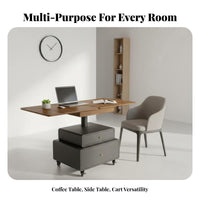 Space-Saving elevateTop Coffee Table Multi-Functional transformable elevateTop Dining Table Height-Adjustable Living Room Furniture Foldable Design for Small Apartment Dwellers, from afar Workers, homeowners, Home Office