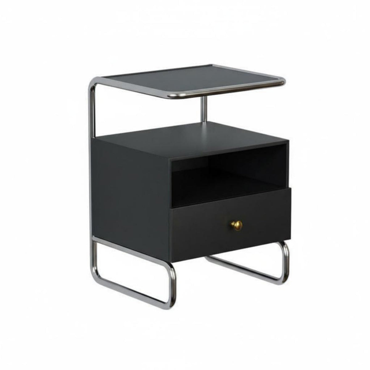 Light Luxury design Bedside Cabinet with Open Shelf Modern Design Single-Drawer Cabinet with Open Shelf Minimalist Aesthetic Nightstand Space-Saving for Small Apartment Residents, Homeowners, Students, Living Room, Hallway, Office, Nursery