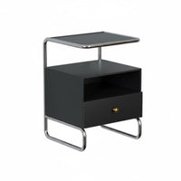 Light Luxury design Bedside Cabinet with Open Shelf Modern Design Single-Drawer Cabinet with Open Shelf Minimalist Aesthetic Nightstand Space-Saving for Small Apartment Residents, Homeowners, Students, Living Room, Hallway, Office, Nursery