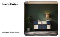 Nordic Design Console Cabinet Sturdy Construction Buffet Cabinet with Storage Small Footprint Retro Color Block Sideboard for Renters, Kitchen