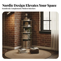 Space-Saving Multi-Tier Corner Shelf Easy Assembly 5-Tier Corner Shelf Simple Design Storage Rack Exposed Shelving for Apartment Dwellers, Homeowners, Students