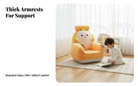 Cute Cartoon Design creatureShaped kids' Lounger Supportive restrest Floor Chair Soft and Comfortable children's Furniture Lightweight for Toddlers, Preschoolers, Girls, Playroom, Relaxing, Living Room, storytime corner