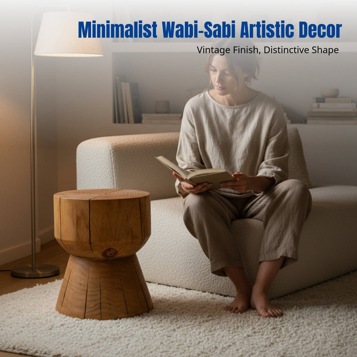 Hardwood Side Table, Vintage Wabi-Sabi Design, Handmade Creative Stool, Tea Table, Random Shape