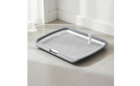 Splash-Proof Dog Potty Tray with Post Easy to Clean Indoor Dog Potty Tray Removable Grate Indoor Puppy Training Pad Holder Keeps Paws Dry for Dogs, Young Dogs, Apartment, Balcony