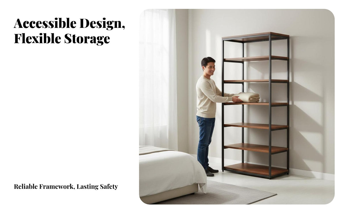 Freestanding Closet System Space Saving Freestanding Clothes Rack with Shelves Large Capacity Freestanding Wardrobe with Hanging Rod for Adults