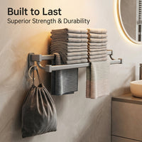 Towel Rails for Bathroom and Kitchen Use, Wall Mounted Made of Space Aluminum, No-Drill Hand and Bath Holder